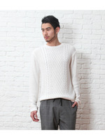 アラン編み クルーネックニット