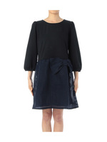 リボンつきシースルー切り替えワンピース