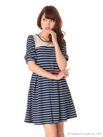 胸レースボーダーOP