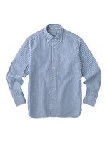 コットンリネンストライプボタンダウンシャツ