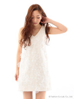 3Dオーガンジーワンピース/オフホワイト