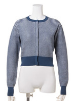 BLOCK KNITカーデ/ブルー