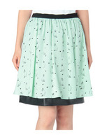 GRAND MOTHER キャットイラストフレアスカート/グリーン系(121)