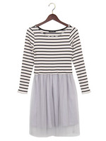 L90ボーダーオフショルドッキング／OP/オフホワイト/クロ