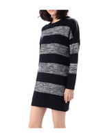 MIX編み柄ボーダーワンピース/ネイビー(393)