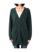 Vネックロングニットカーディガン/ダークグリーン(023)