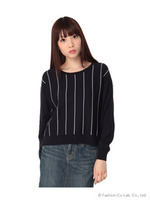 [2/26ヒルナンデス!放送商品]ストライプニットTOPS/オレンジ