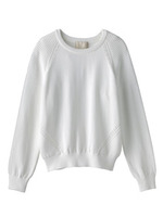 [L]ウエスト切り替えクロップドコットンニット/ホワイト(001)