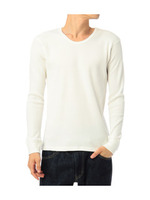 waffle u neck long tee/ブラック(019)