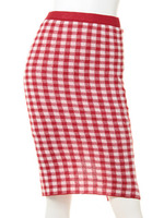 【CASUAL】ギンガムチェックニットSK/レッド