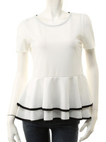 【ECURY】バイカラーペプラムチュニック/ネイビー