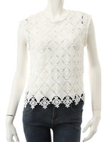 【ECURY】フラワーレースタンクトップ/ブラック