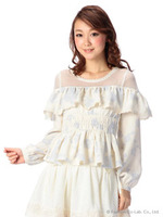 【LIZLISA】花柄ショートペプラムフリルトップス/ピンク