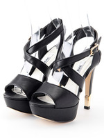 【R&E】美脚クロスストラップヒールサンダル/ホワイト