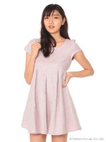 【W】PINKツイードAラインワンピース/ブルー