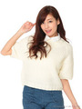 【W】シャツ衿ニットTOPS/ホワイト