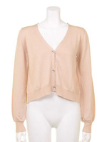 【an another angelus】バックレース使いレーヨン長袖ニットカーディガン/BLACK