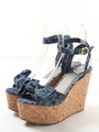 【glifeed】コルクリボンサンダル/ブルー
