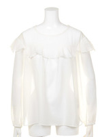 【mystic】フロントフリルブラウス/ベ-ジュ