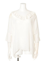 【mystic】衿フリルVプルオーバー/ラベンダ-