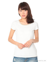 【セシルブック掲載】デコルテビジュー付き半袖カットソー/ホワイト