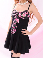 りぼんパールフリルワンピース/ブラック