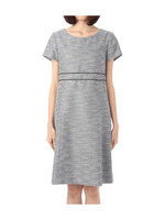 ウェーブヤーンウエスト切り替えワンピース/ベージュ系(051)