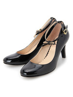 エナメルアンクルストラップパンプス/ブラック(019)