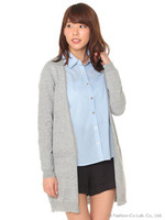 カーディガン付ギンガムチェックシャツ/ネイビー