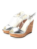 クリアバックストラップウェッジサンダル/ブラック(019)