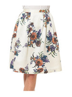 グログランフラワータックギャザースカート/ホワイト