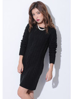 ケーブルニットシンプルOPS/BLACK