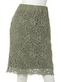コットンレースカラータイトスカート/KHAKI