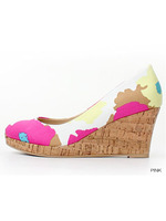 コルクウェッジフラワーパンプス/PINK