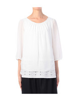 シフォンブラウス+切り替えタンクトップ/ホワイト(102)