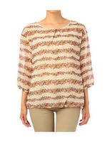 シフォンプリントバルーンブラウス/ブラック(119)