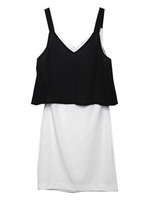 シフォンレイヤードワンピース/ホワイト×ブラック