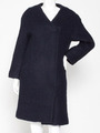 シャギー中綿ノーカラーコート/ネイビー