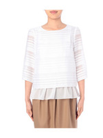 シャドーボーダーレイヤード風ブラウス/ホワイト(302)