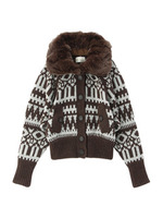 ジオメトリックファーニットカーディガン/ブラウン系(544)