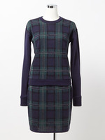 ジャガードニットチェックセットアップ/ネイビー