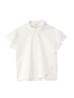 スクエアレース切り替え衿付きカットソー/ネイビー(093)