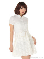 ストライプシャツドッキングOP/Sベージュ