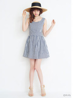 ストライプバックリボンワンピース/BLACK