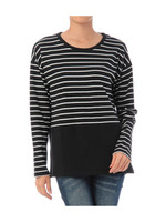 スムースボーダー切り替えカットソー/ネイビー(393)