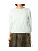 スラッシュドネック八分袖ニット/ベージュ(052)