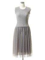 チュールドッキングワンピース/ネイビー