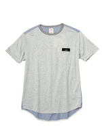 テールカットストライプ切り替えカットソー/ブルー(392)