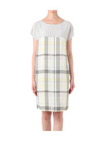 デジタルチェックプリントワンピース/イエロー系(131)