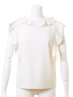 ノースリーブフリルブラウス/WHT